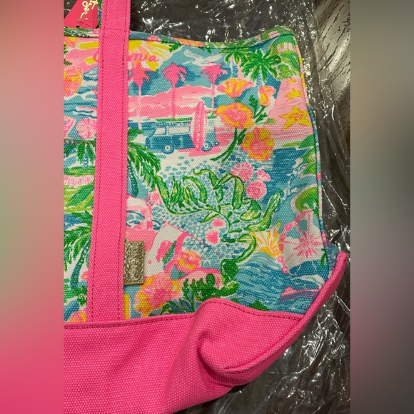 Lilly Pulitzer Mercato Canvas Cotton Tote Bag - Multi Lilly Loves California - Picture 9 of 13